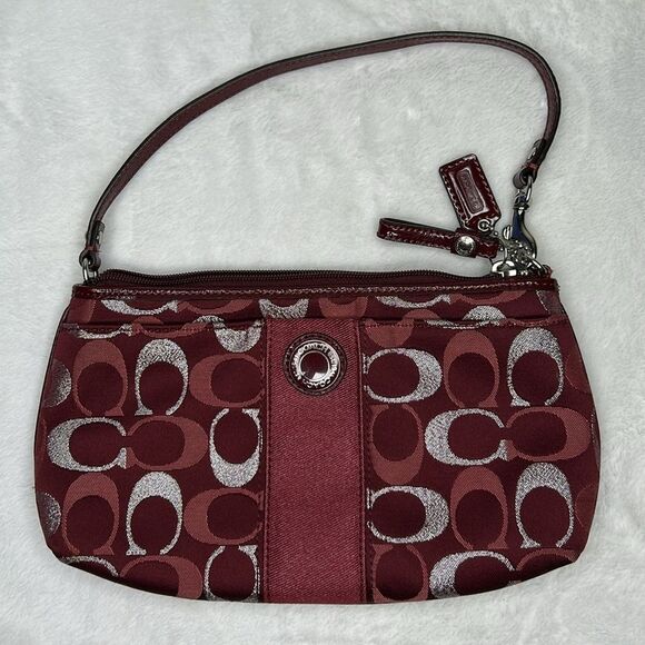 Coach Diaper Bag Maroon Burgundy Silver F20425 with Matching Small Bag - Picture 14 of 16